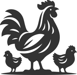Hen in forest vector silhouette