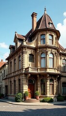 Grand historical house, ornate details, European city , history, culture