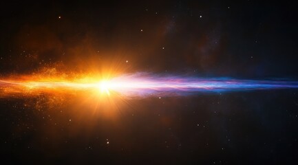 Vibrant Orange, Blue, and Purple Light Beams on Black Background. Abstract Glowing Energy Streaks, Neon Light Trails, Futuristic Sci-Fi Digital Art Concept