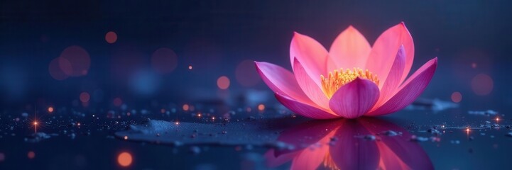 Fototapeta premium Single glowing petal floats amidst a starry expanse , stars, art, vibrant