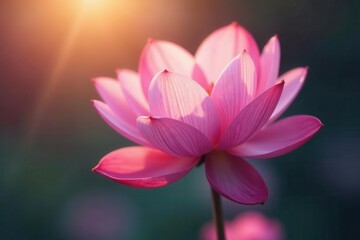 Obraz premium Delicate pink petals, ethereal glow, slow descent, pink flower, illustration