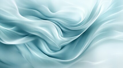 Obraz premium Light blue silk fabric drapes in flowing folds.