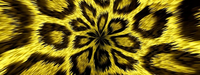 抽象的なヒョウ柄の背景。黄色の背景に黒のまだら模様