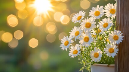 Delicate daisies in sunlight