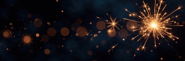 Obraz premium Silvery sparklers against black, creating a dynamic, festive backdrop, winter, celebration