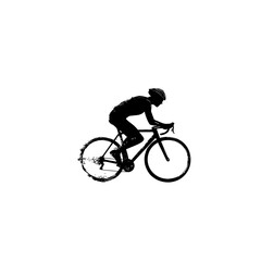 Obraz premium Cyclist riding racing bike icon in black silhouette style
