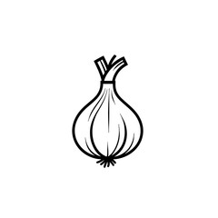 Onion bulb icon in black and white minimal line style