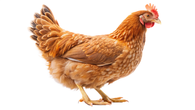 Full body of brown chicken hen standing  isolated on white background PNG