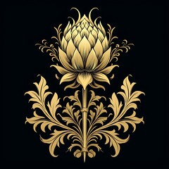 Holy thistle floral carving design high resolution picture