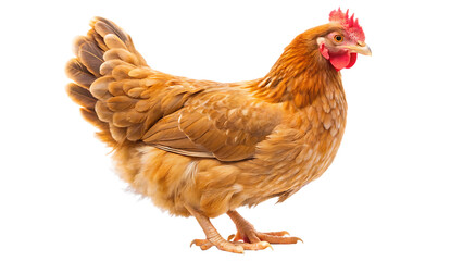 Fototapeta premium Full body of brown chicken hen standing isolated on white background PNG