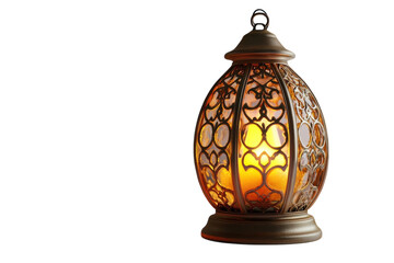 Ramadan Lantern Glowing Light Intricate Design Warm Amber Hues against on transparent background