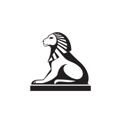 Egyptian statue, graphics, black and white, minimalism
