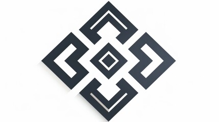 a geometric logo with square and arrow, simple outline, black and white, marketing related 