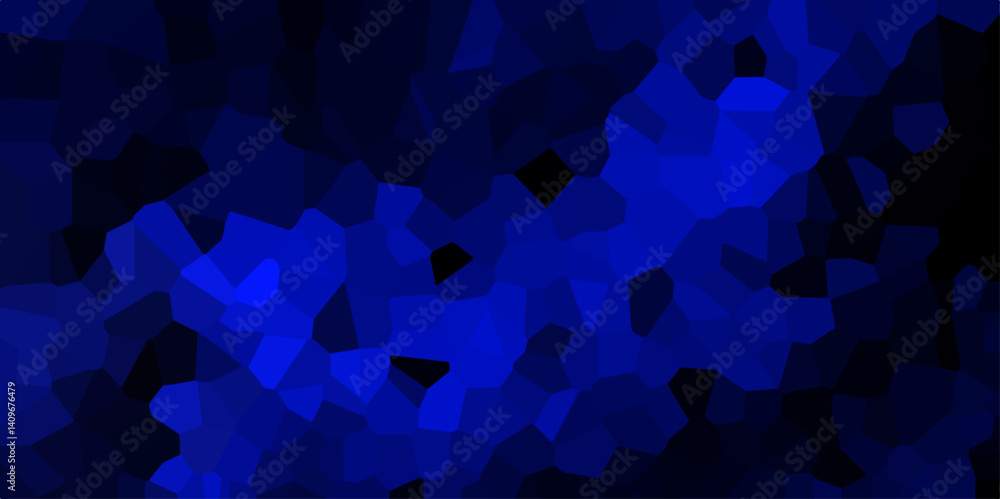 Fototapete abstract seamless blue color quartz crystal pixel diagram background. black vector low poly cover. d