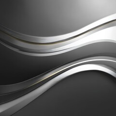 Elegant curved metallic lines create a modern and sophisticated abstract composition, featuring shades of grey and shimmering textures.