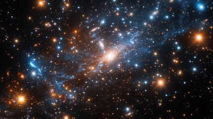 Obraz premium Stellar Nebula Displaying Vivid Hues and Cosmic Brilliance in Deep Space