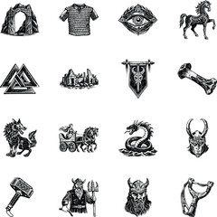 Viking Mythology Vintage Illustrations