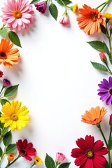 Floral arrangement with mixed flowers on white background, decoration, blooms, garden fresh
