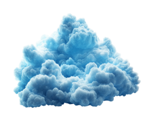 Fluffy blue clouds in the sky nature scene digital serene atmosphere. Isolated on transparent background, png.
