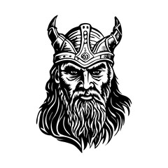 A vintage style illustration of odin face