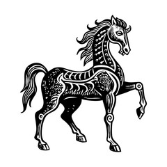 A vintage style illustration of odin sleipnir