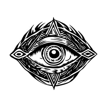A vintage style illustration of odin eye symbol