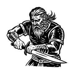 Fototapeta premium A vintage style illustration of a warrior sword