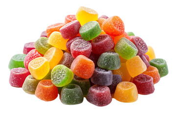 Pile of assorted jelly candies isolated on white background PNG
