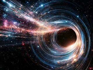 Astounding cosmic event black hole formation outer space digital art galactic environment aerial view sci-fi concept
