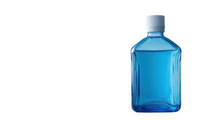 Blue Bottle of Mouthwash Stands on a White Background for Oral Care, Hygiene, and Health Design Concepts