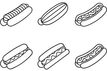 hotdog line art creative illustration in black and white
