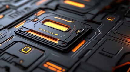 High-tech circuit board, close-up