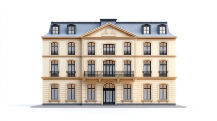Fototapeta premium Elegant Parisian-Style Building Architectural 3D Render