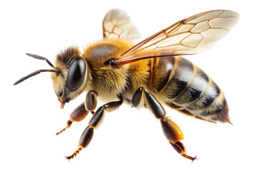 honey bee walking isolated on white background
