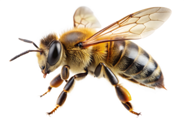 honey bee walking isolated on white background