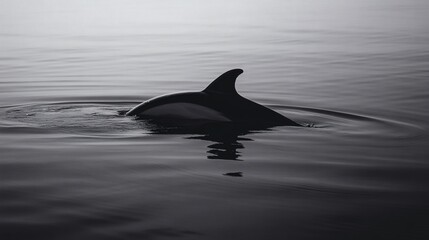 Fototapeta premium Dolphin swimming ocean dawn calm waters wildlife nature