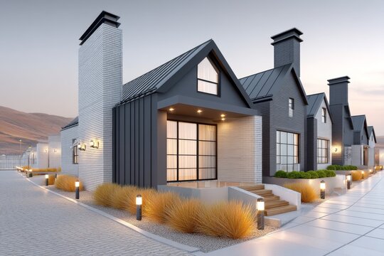 A series of connected rural homes in a farming community