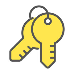 key filled outline icon. password color line illustration.