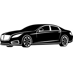 Silhouette of a luxury car parked by the side of the road