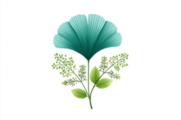 Flat design of a stylized leaf and stem in soft green tones