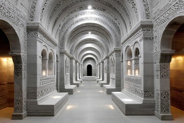 Obraz premium Gothic prison of fate where paths are carved in stone and canâ€™t be altered