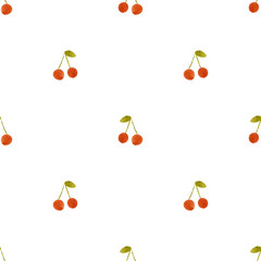 Cute cherry seamless pattern with transparent background perfect for kids’ fabric designs. Ideal for textiles, nursery decor and children’s clothing.