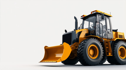 Fototapeta premium 3D-rendered front loader on white background. Construction machine highlighted in clean light, showcasing durability and mechanical strength