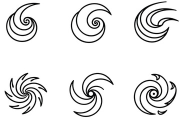 hurricane formation line art emphasizing wind and rain effects