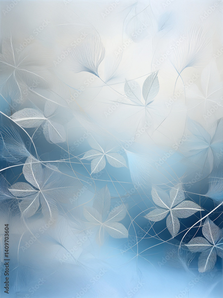 Aufkleber a seamless pattern of translucent leaves with intricate vein-like structures, arranged with thin flo