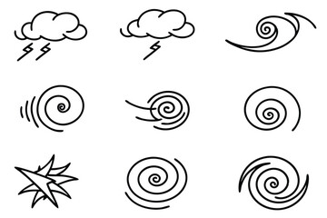hurricane formation line art illustration depicting storm patterns