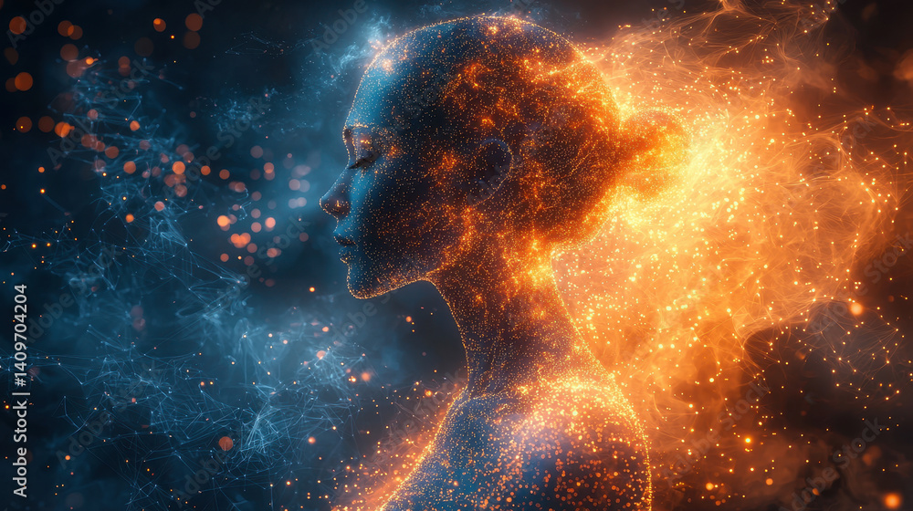 Poster exploring the ethical implications of artificial intelligence in a digital age