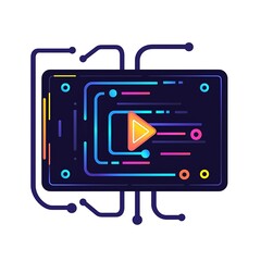 Tech Streaming Device Digital Media Platform Interface Electronic Device Graphic Illustrat