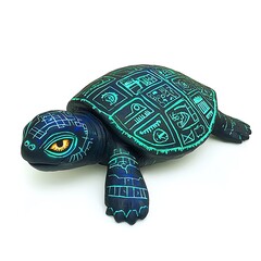 Tech Turtle with Ancient Glyphs a Modern Sculpture Ancient Meets Digital Art Form