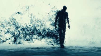 Fototapeta premium Surreal exploration of cognitive patterns, liquid thoughts reshaping connections in abstract therapy concept